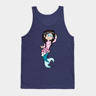 Brunette Mermaid with Pink Outfit Tank Top